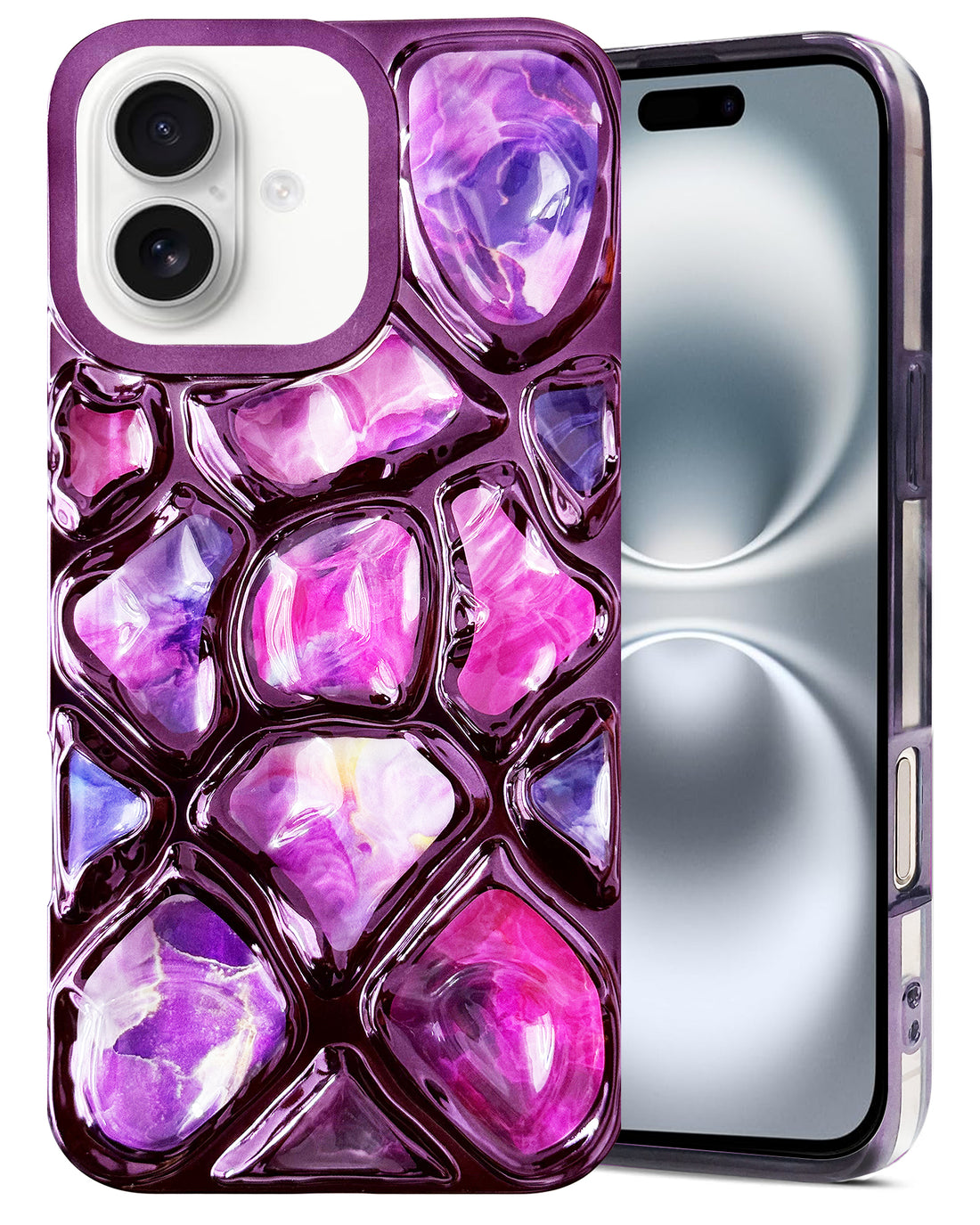 For Apple iPhone 16 Plus Back Cover Case ( Dual Design Glitter Sparkle and Detachable Diamond Print Case | Soft and Flexible)