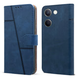For Vivo Y300 Plus Flip Cover Case ( Stitched Leather with Magnetic Closure)