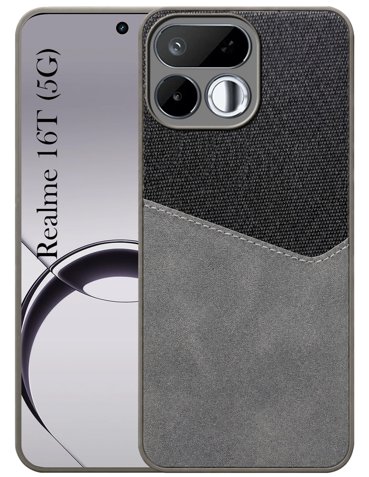 For Realme 16T 5G Back Cover Case (Dual PU Leather Stitch | Professional Minimalist | Soft and Flexible)