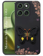 For Motorola Moto Edge 60 Back Cover Case (Soft Butterfly Embroidery | Women Teen Girls | Camera Protection| Matte Silicone)