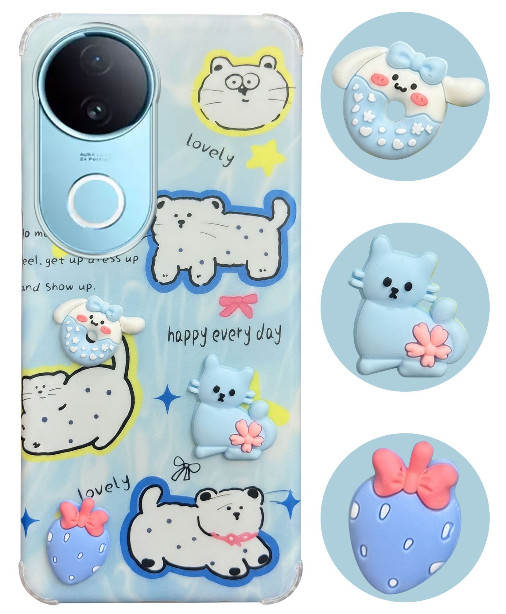 For Vivo iQOO Z10R Back Cover Case (3D Cute Cartoons | Hard Back Side Soft | Matte Premium Finish | HD Printing)