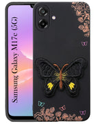 For Samsung Galaxy M17e Back Cover Case (Soft Butterfly Embroidery | Women Teen Girls | Camera Protection| Matte Silicone)