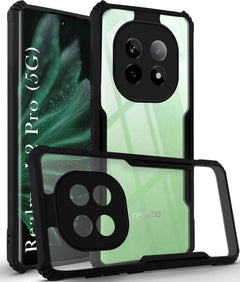 For Realme P2 Pro Back Cover Case ( Shockproof with Polycarbonate Clear Panel | Professional Black)