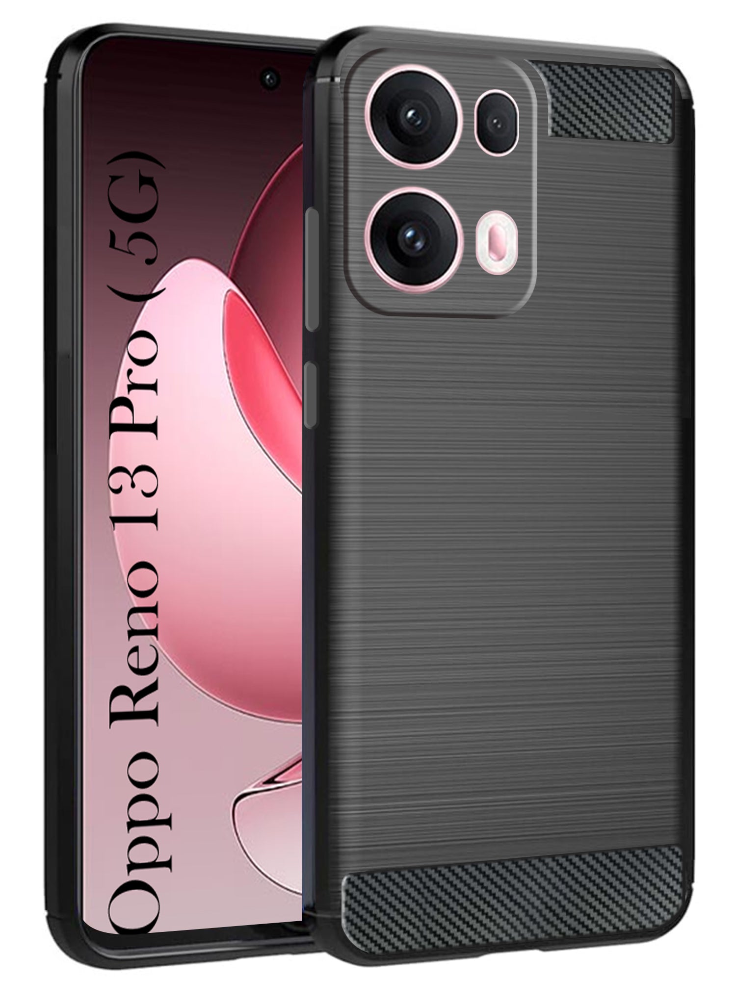 For Oppo Reno13 Pro 5G | Oppo Reno 13 Pro 5G Back Cover Case( Hybrid Armor Case | Carbon Fiber Shockproof | Soft and Flexible | Black )