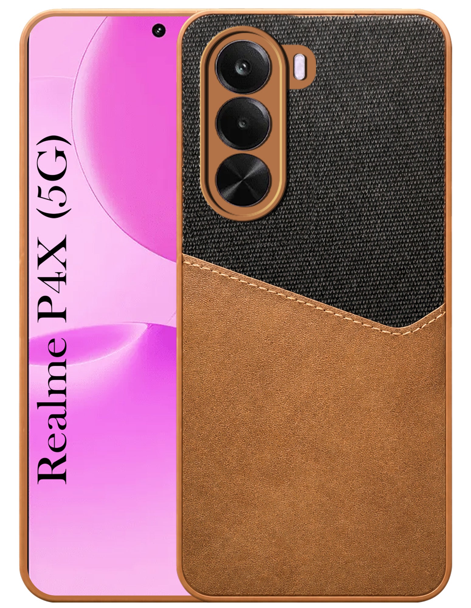 For Realme P4x Back Cover Case (Dual PU Leather Stitch | Professional Minimalist | Soft and Flexible)