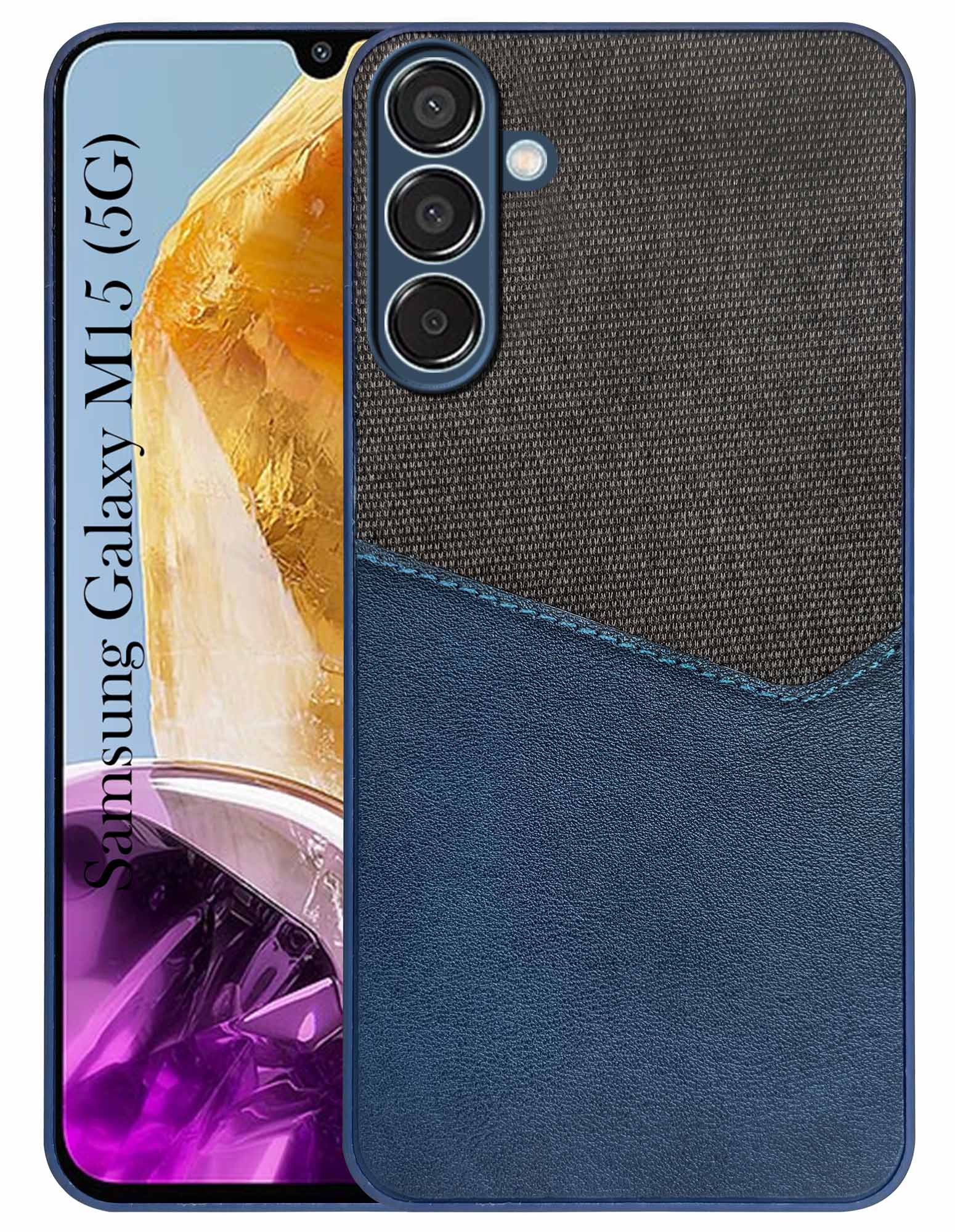 For Samsung Galaxy M15 5G Back Cover Case (Dual PU Leather Stitch | Professional Minimalist | Soft and Flexible)