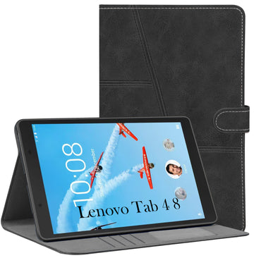 For Lenovo Tab 4 8 8 Inch TB-8504X/8504F Flip Cover Folio Case (PU Leather | Multi-Angle Smart Stand | Card Storage Slots | Silicone Back Pouch)
