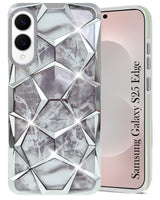 For Samsung Galaxy S25 Edge Back Cover Case  ( Dual Design Glitter Sparkle and Detachable Diamond Print Case | Soft and Flexible)