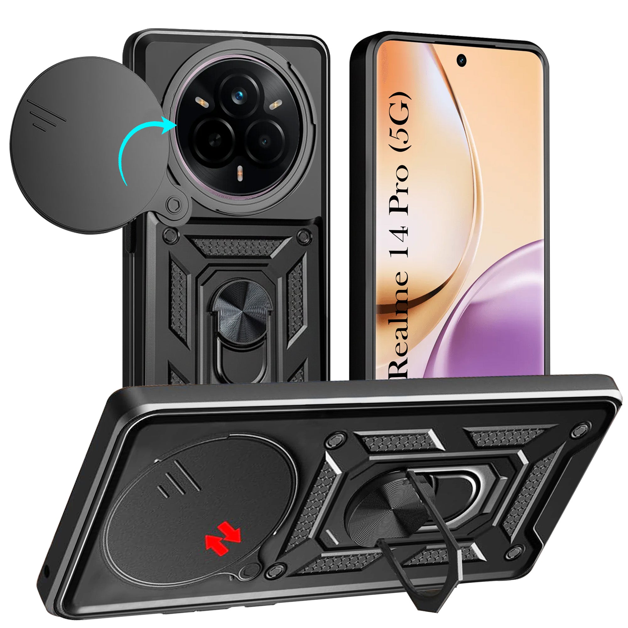 For Realme 14 Pro Back Cover Case (Hybrid Dual Armor Polycarbonate)
