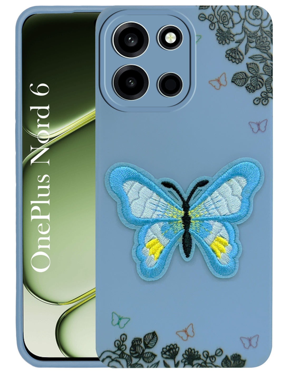 For Oneplus Nord 6 Back Cover Case (Soft Butterfly Embroidery | Women Teen Girls | Camera Protection| Matte Silicone)