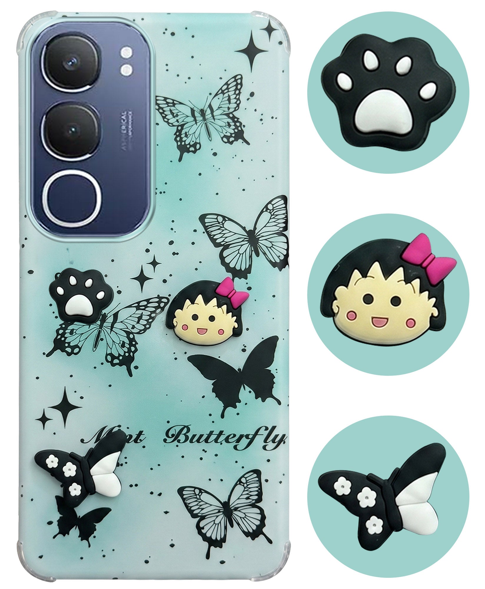 For Vivo Y29 Back Cover Case (3D Cute Cartoons | Hard Back Side Soft | Matte Premium Finish | HD Printing)
