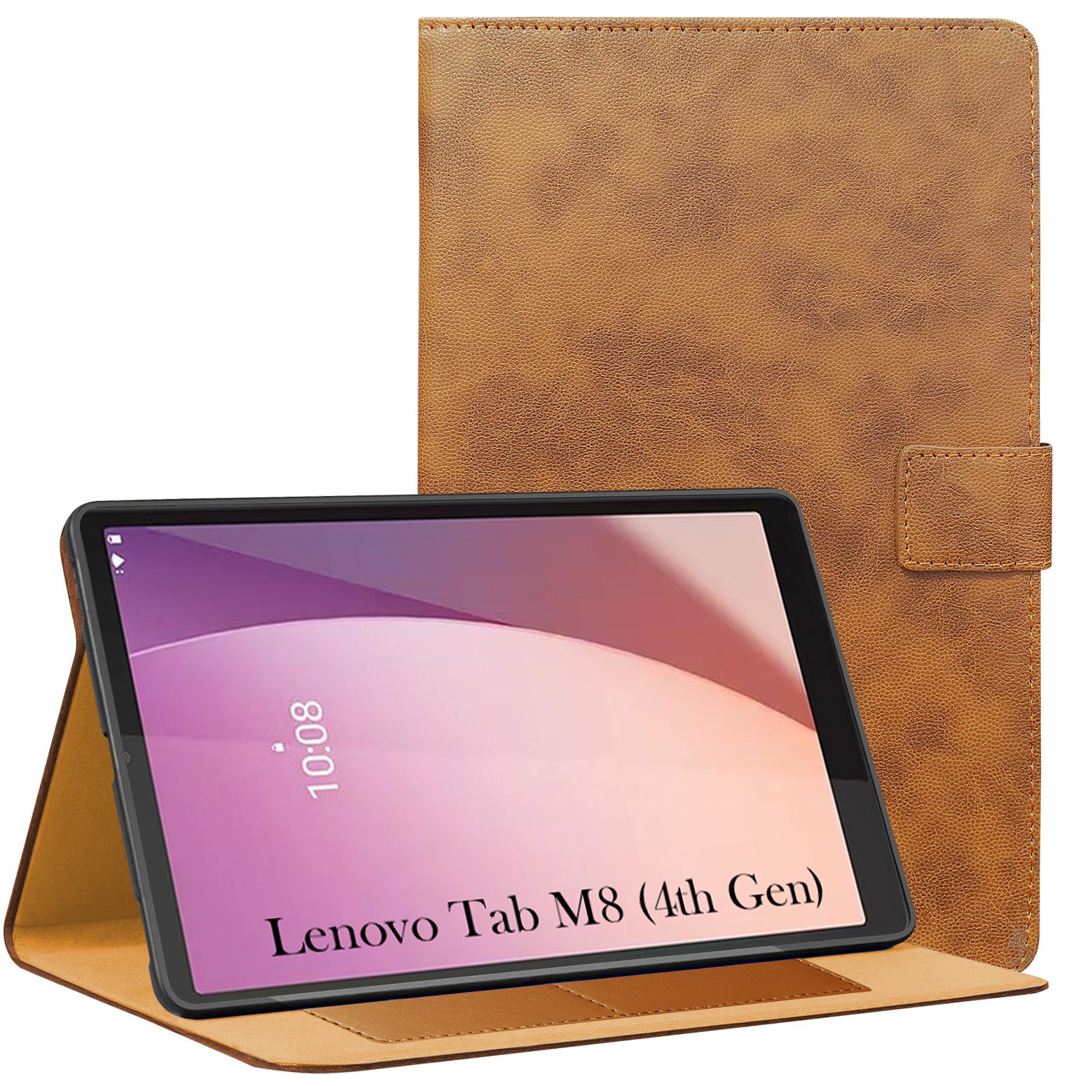For Lenovo Tab M8 4 GEN 2024 8 Inch Flip Cover Folio Cover (PU Matte Leather | Multi-Angle Smart Stand | Card Storage Slots | Silicone Back Pouch)