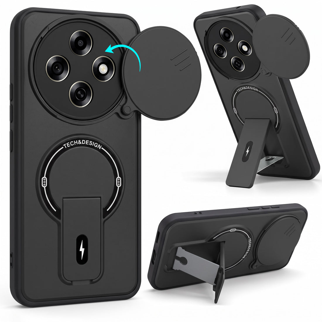 For Oppo F31 Pro Back Case Cover Metallic (Hybrid Armor Kickstand | Sliding Shutter Camera Protection | MagSafe Compatible)