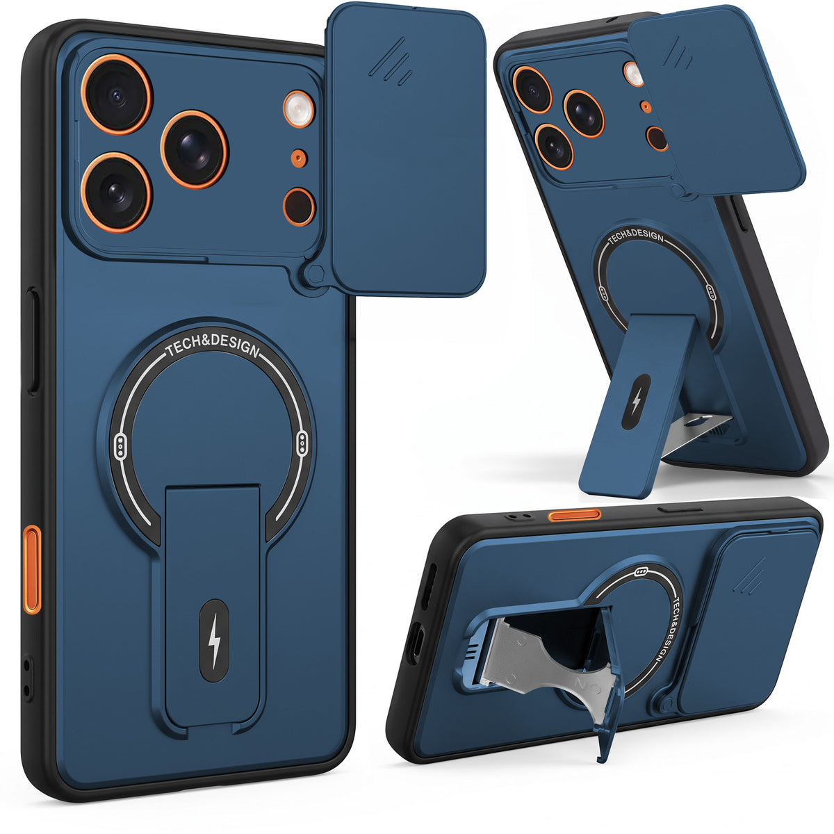 For Apple iPhone 17 Pro Max Back Case Cover Metallic (Hybrid Armor Kickstand | Sliding Shutter Camera Protection | MagSafe Compatible)