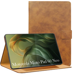 For Motorola Moto Pad 60 Neo 11 Inch Flip Cover Folio Cover (PU Leather | Multi-Angle Smart Stand | Card Storage Slots | Silicone Back Pouch)