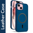 For Apple iPhone 15 Plus Back Cover Case (Sleek Leather Finish | MagSafe Compatible Wireless Charging | Camera Bump Protection)