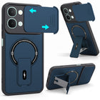 For Vivo iQOO Z11x 5G | Vivo iQOO Z11xa Back Case Cover Metallic (Hybrid Armor Kickstand | Sliding Shutter Camera Protection | MagSafe Compatible)