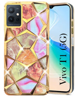 For Vivo T1 5G Back Cover Case ( Dual Design Glitter Sparkle and Detachable Diamond Print Case | Soft and Flexible)