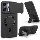 For Oppo Reno14 Pro 5G | Oppo Reno 14 Pro 5G Back Case Cover Metallic (Hybrid Armor Kickstand | Sliding Shutter Camera Protection | MagSafe Compatible)