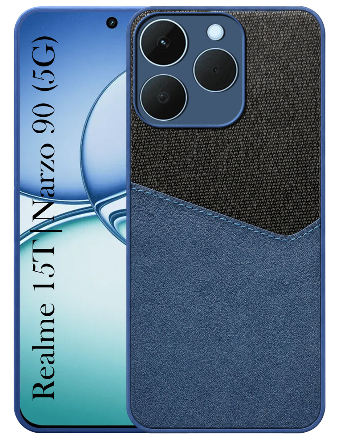 For Realme 15T | Realme Narzo 90 Back Cover Case (Dual PU Leather Stitch | Professional Minimalist | Soft and Flexible)