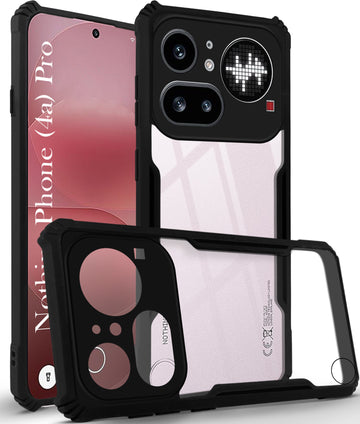 For Nothing Phone 4A Pro 5G Back Cover Case Hybrid (Shockproof with Polycarbonate Clear Panel | Professional Black)