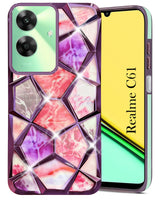 For Realme C61 | Realme Narzo N61 Back Cover Case (Dual Design Glitter Sparkle and Detachable Diamond Print Case | Soft and Flexible)
