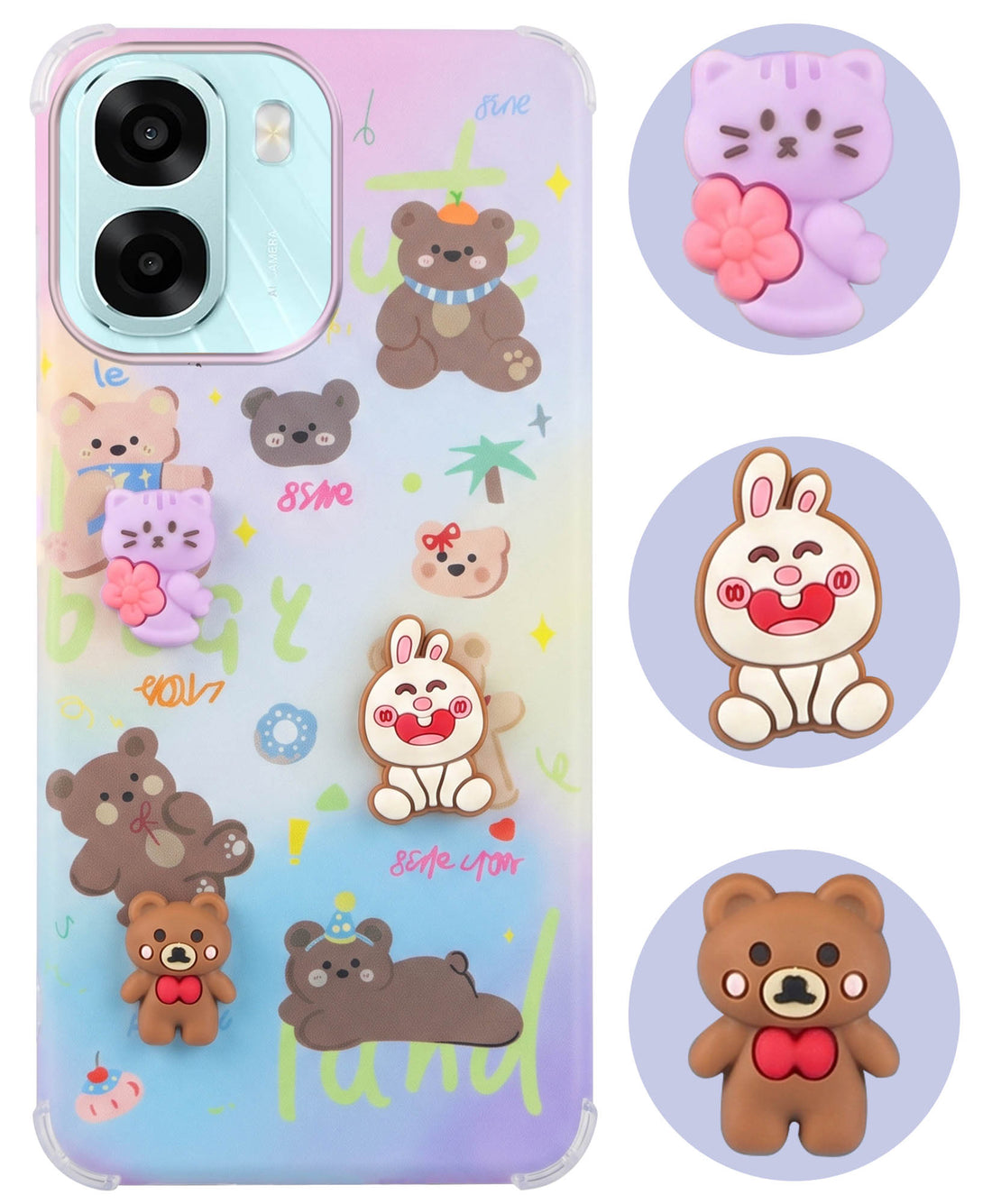 For Oppo A6X | Oppo A6S Back Cover Case (3D Cute Cartoons | Hard Back Side Soft | Matte Premium Finish | HD Printing)