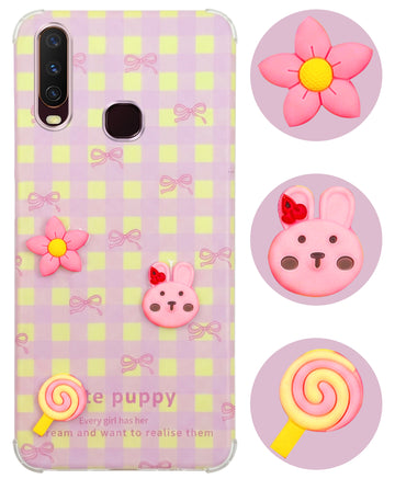 For Vivo Y12 | Y15 | Y17 Back Cover Case (3D Cute Cartoons | Hard Back Side Soft | Matte Premium Finish | HD Printing)
