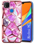 For Redmi 9C Back Cover Case (Dual Design Glitter Sparkle and Detachable Diamond Print Case | Soft and Flexible)