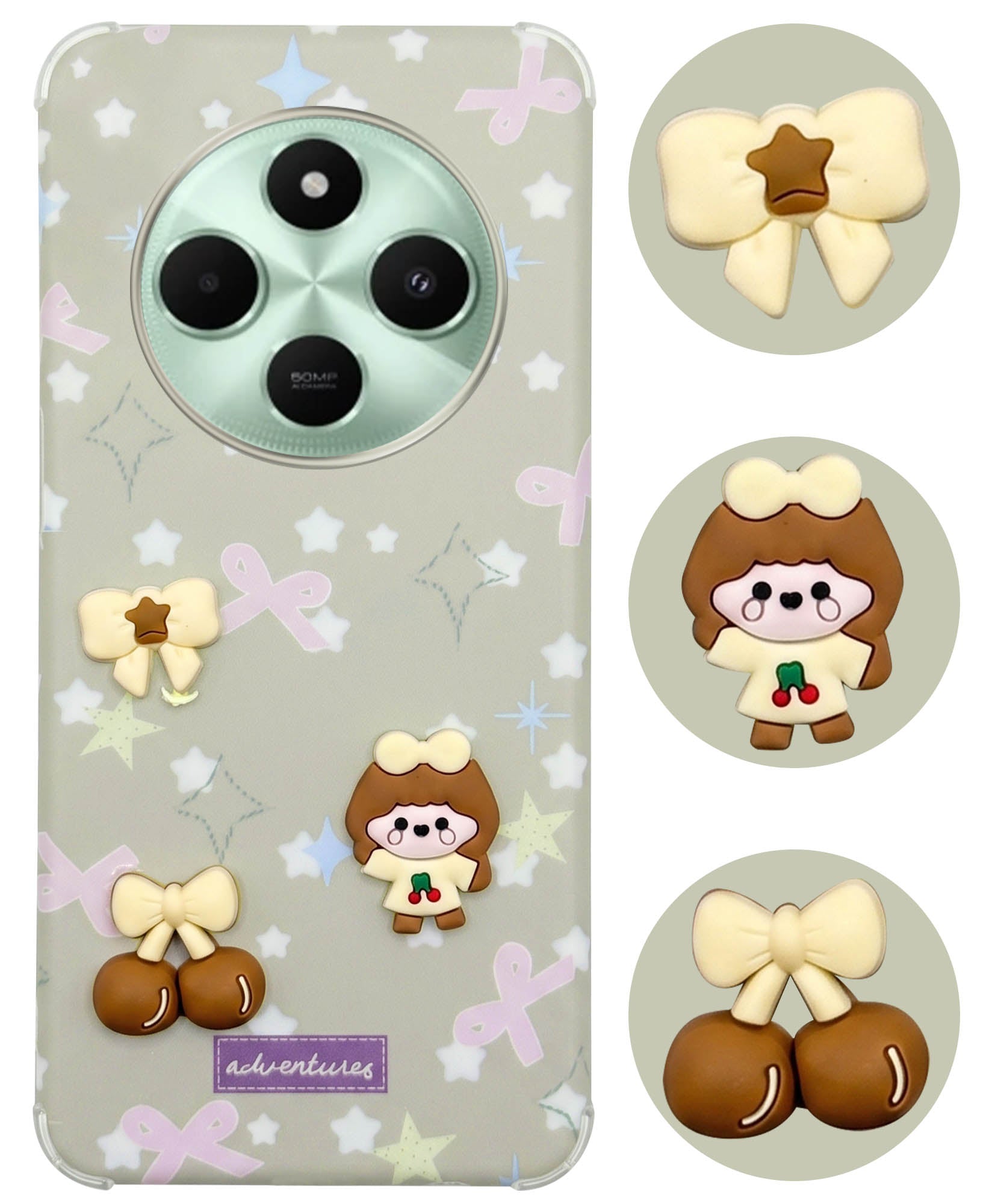 For Poco C75 | Poco M7 Back Cover Case (3D Cute Cartoons | Hard Back Side Soft | Matte Premium Finish | HD Printing)