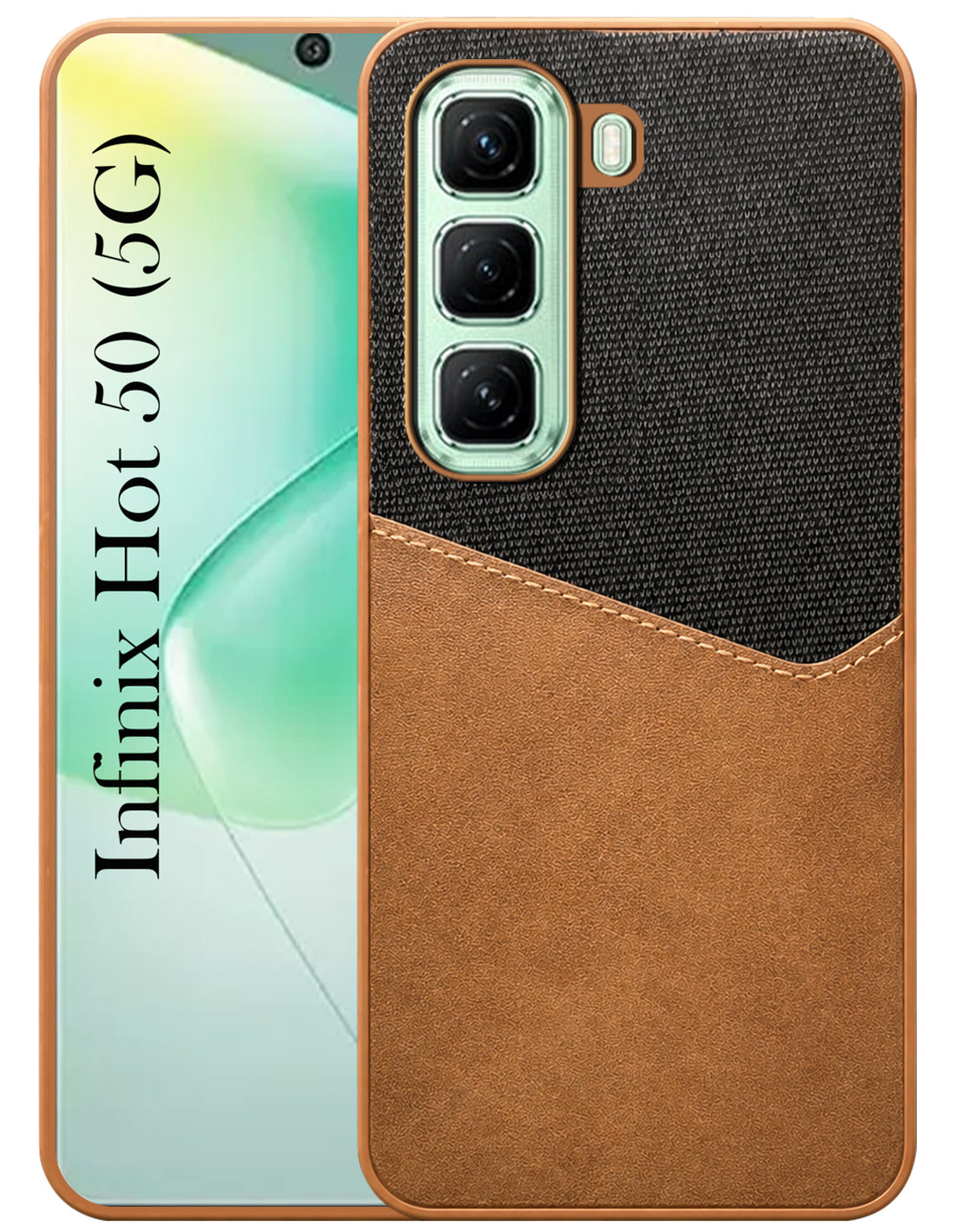For Infinix Hot 50 5G Back Cover Case (Dual PU Leather Stitch | Professional Minimalist | Soft and Flexible)