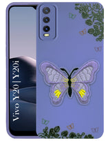 For Vivo Y20 | Y20i Back Cover Case (Soft Butterfly Embroidery | Women Teen Girls | Camera Protection| Matte Silicone)