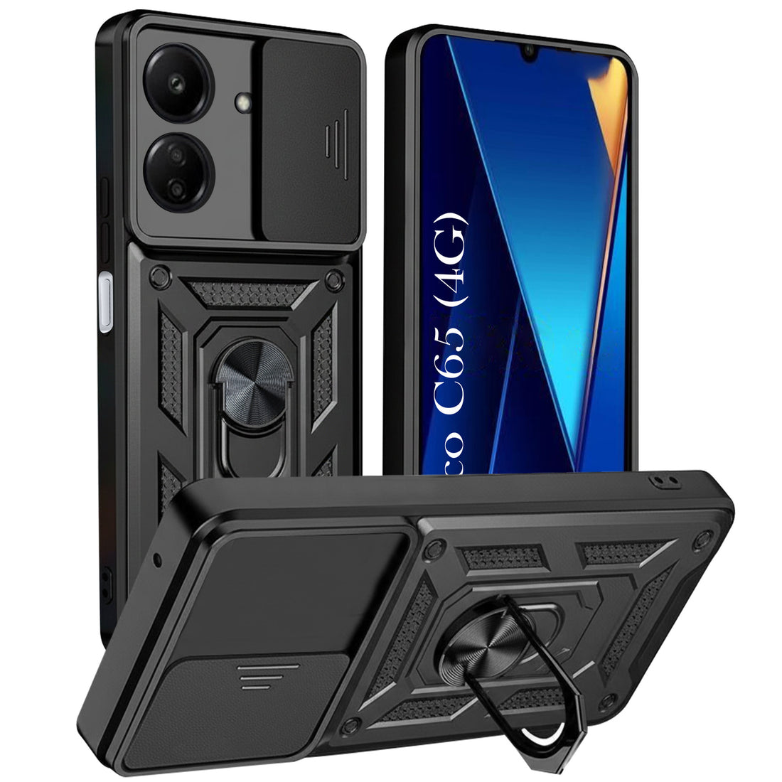 For Poco C65 Back Cover Case (Hybrid Dual Armor Polycarbonate)
