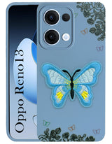 For Oppo Reno13 5G | Oppo Reno 13 5G Back Cover Case (Soft Butterfly Embroidery | Women Teen Girls | Camera Protection| Matte Silicone)