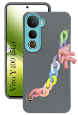 For Vivo Y400 Back Cover Case (Matte Finish |Wrist Hanging Chain | Teddy Bracelet Charms | Full Camera Protection)
