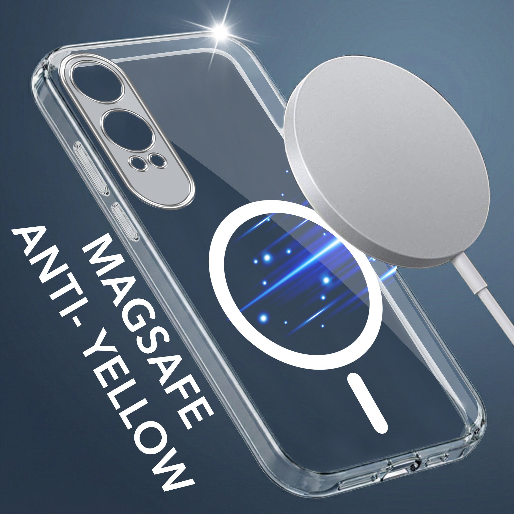 For OnePlus Nord CE 4 Lite Back Cover Case Lifetime Anti-Yellow MagSafe Compatible Clear (Sleek Hard Crystal | Shockproof and Camera Protection)