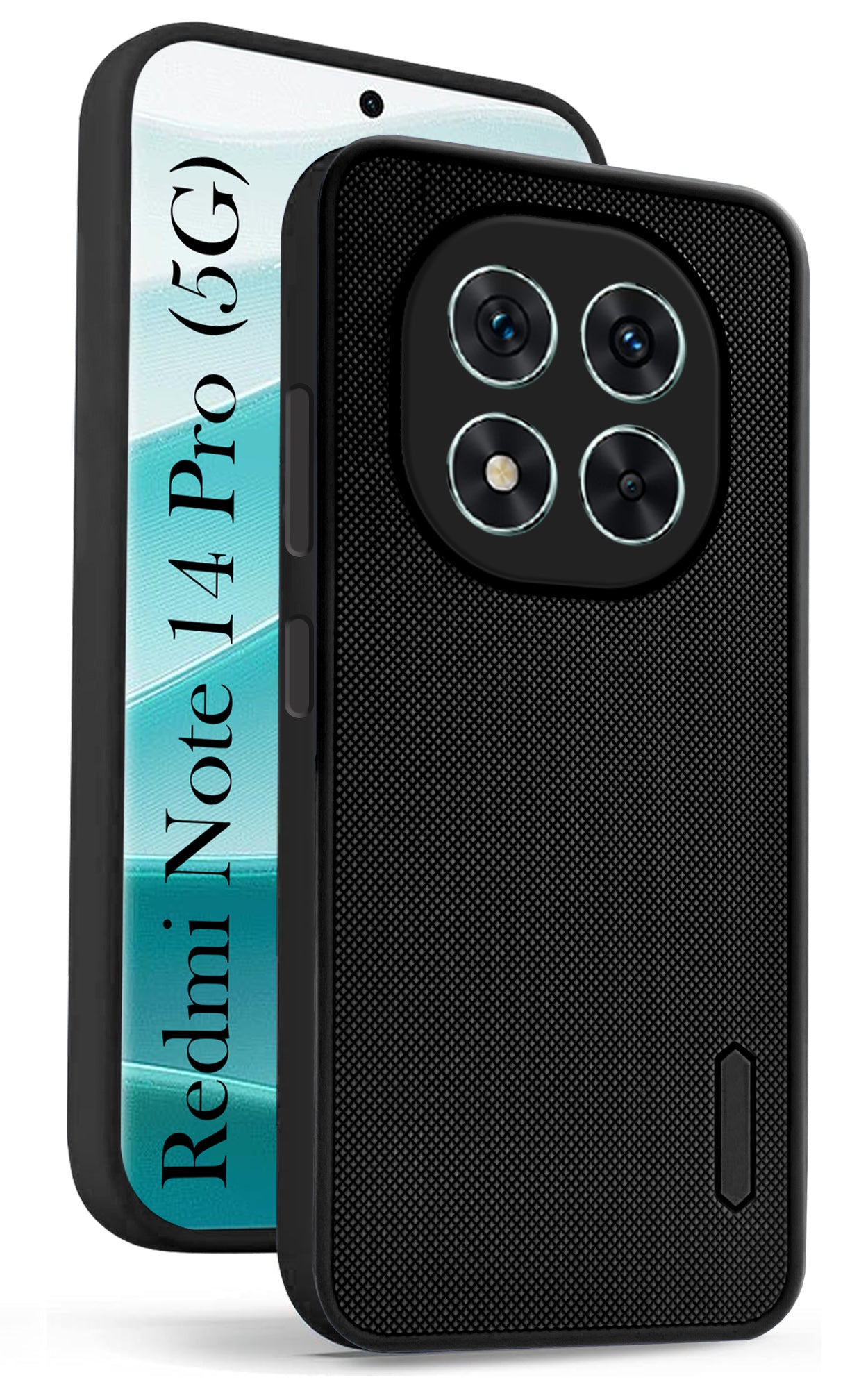 For Redmi Note 14 Pro Back Cover Case (Textured Grip Design | Micro-Fiber Cloth Inside | Slim and Light Weight | Soft Touch and Feel | Black)