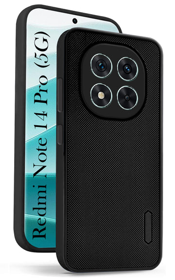 For Redmi Note 14 Pro Back Cover Case (Textured Grip Design | Micro-Fiber Cloth Inside | Slim and Light Weight | Soft Touch and Feel | Black)