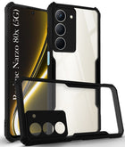 For Realme Narzo 80x Back Cover Case ( Shockproof with Polycarbonate Clear Panel | Professional Black)