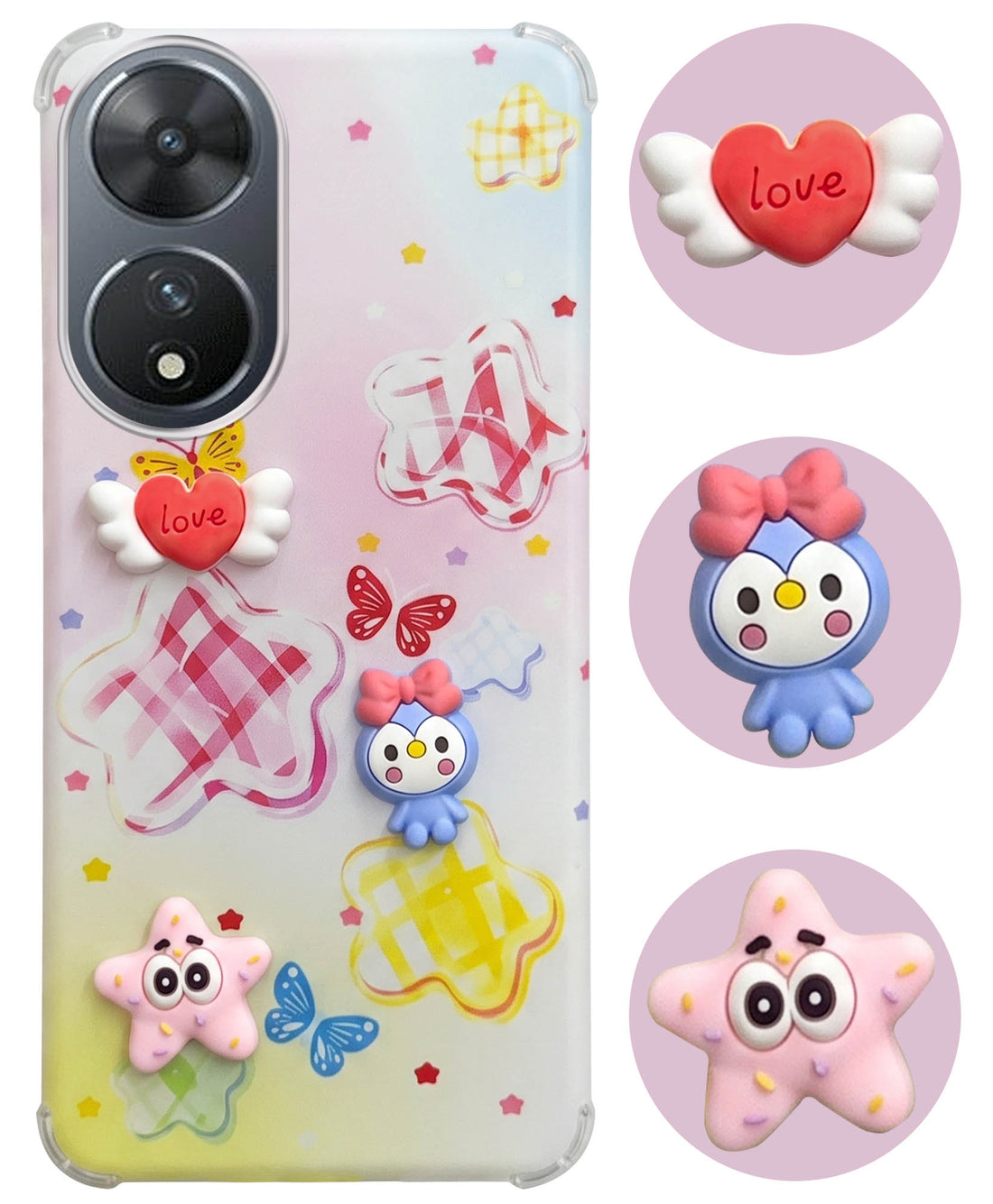 For Vivo T2 Back Cover Case (3D Cute Cartoons | Hard Back Side Soft | Matte Premium Finish | HD Printing)