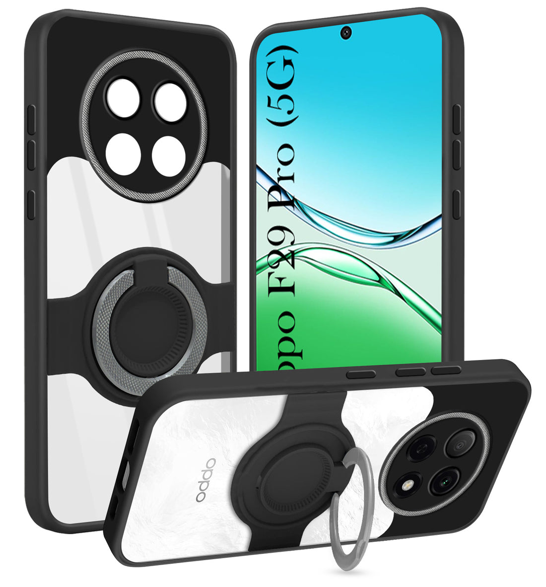For Oppo F29 Pro Back Cover Case with stand (Built-in Ring Holder Kickstand | Lifetime Anti Yellow | Camera Protection)