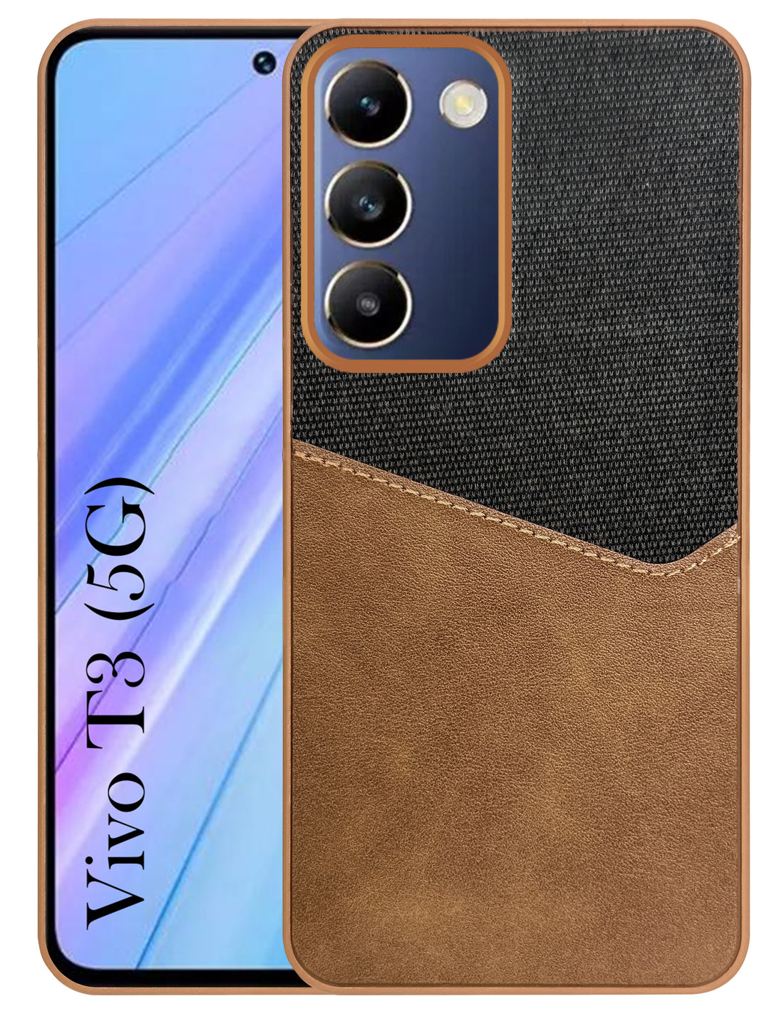 For Vivo T3 Back Cover Case (Dual PU Leather Stitch | Professional Minimalist | Soft and Flexible)