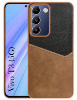 For Vivo T3 Back Cover Case (Dual PU Leather Stitch | Professional Minimalist | Soft and Flexible)