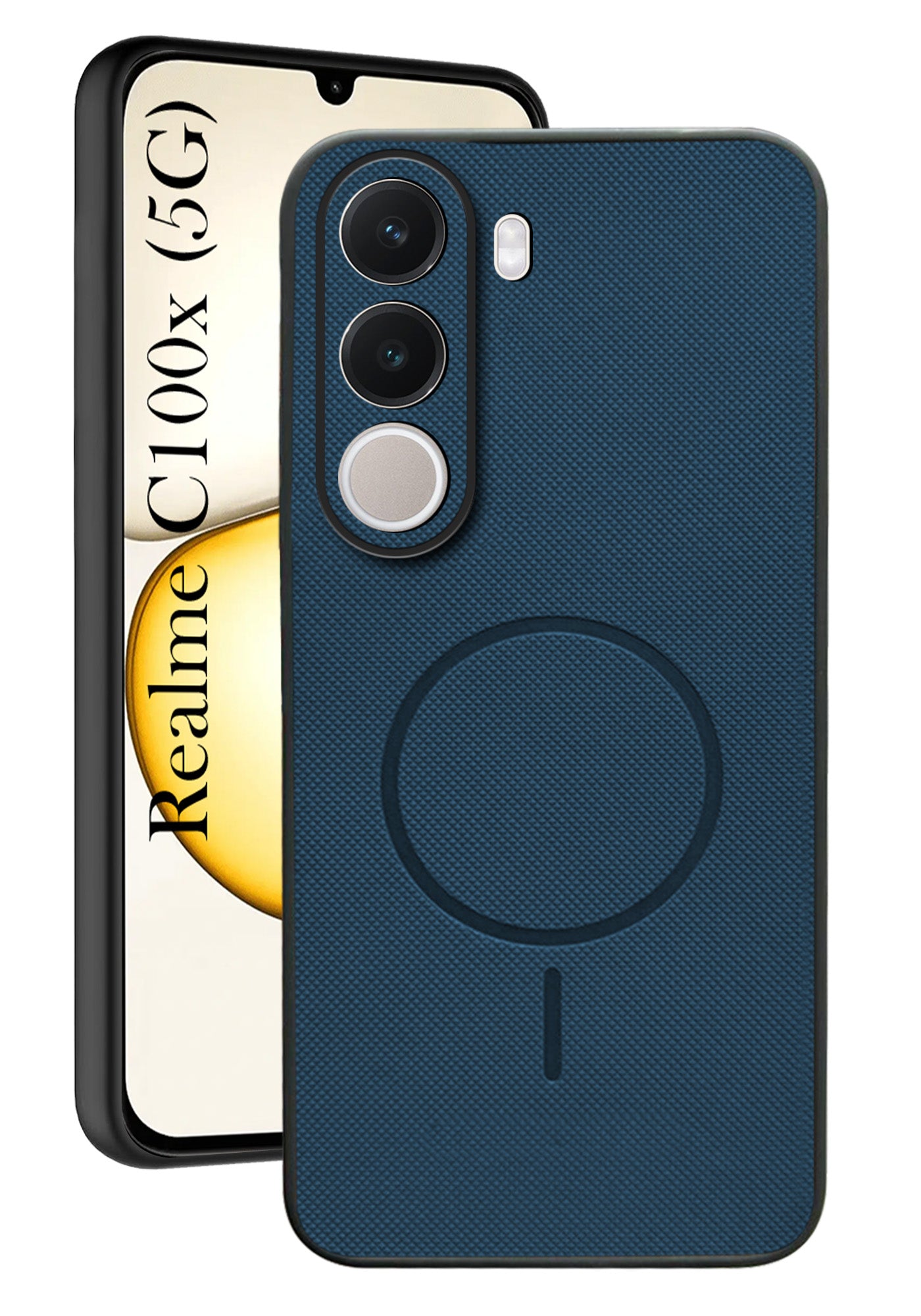 For Realme C100X Back Cover Case PU Leather (Texture Grip Design | Professional Minimalist | Camera Protection | Soft and Flexible)