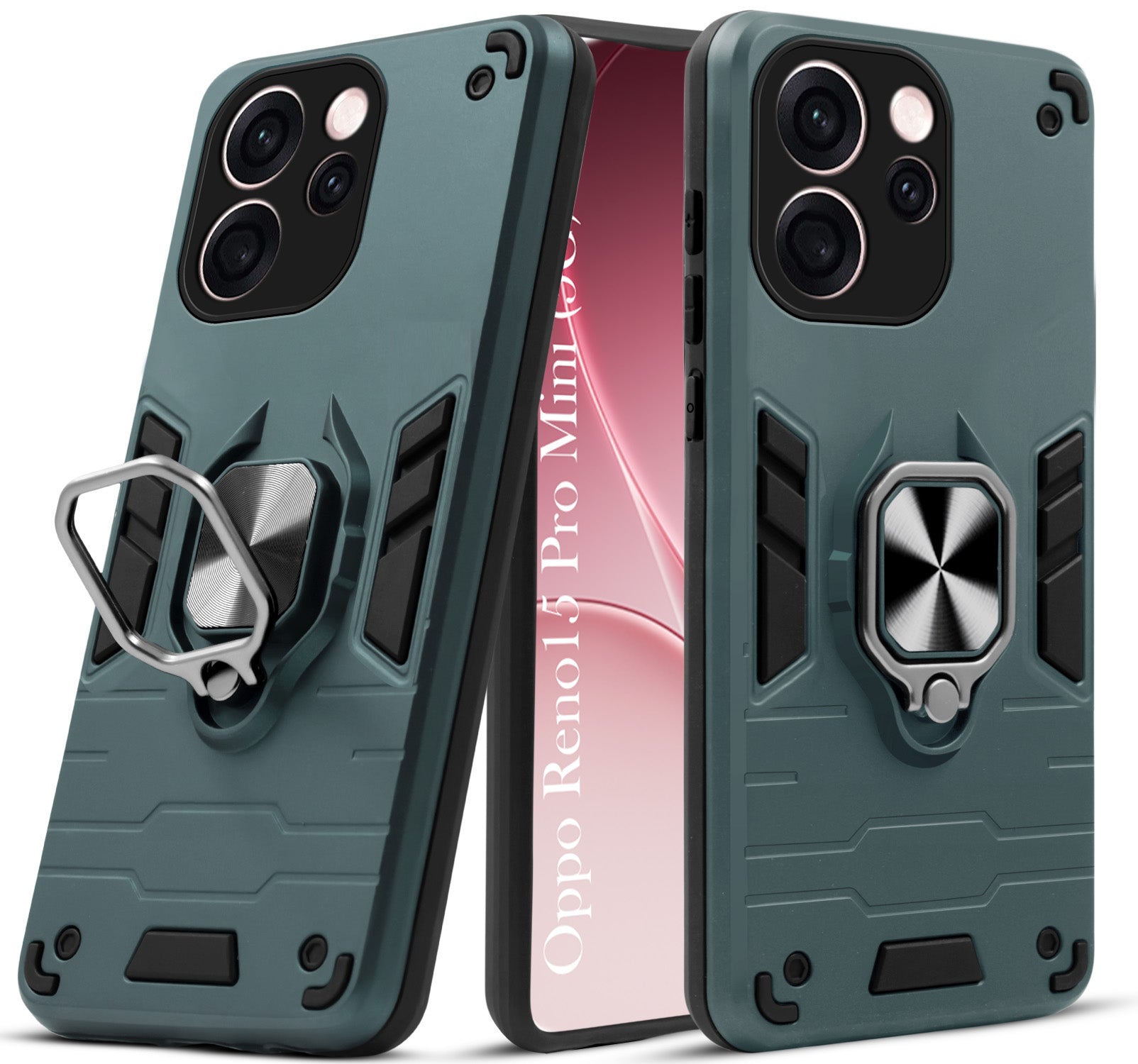 For Oppo Reno15 Pro Mini 5G | Oppo Reno 15 Pro Mini 5G Back Cover Case Hybrid Armor (Shockproof Dual Layer Polycarbonate |Ring Holder Kickstand)