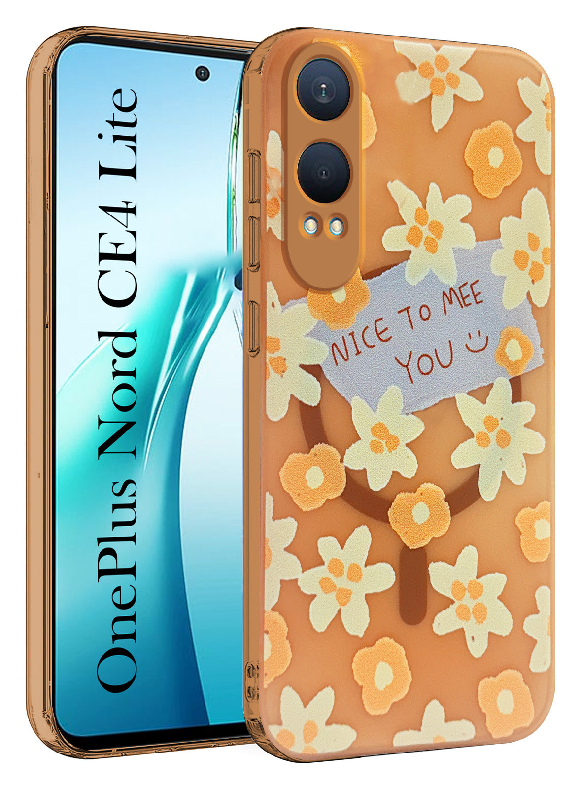 For OnePlus Nord CE 4 Lite Back Cover Case (Cute Floral Design | Flower Print for Girls | MagSafe Compatible Wireless Charging)