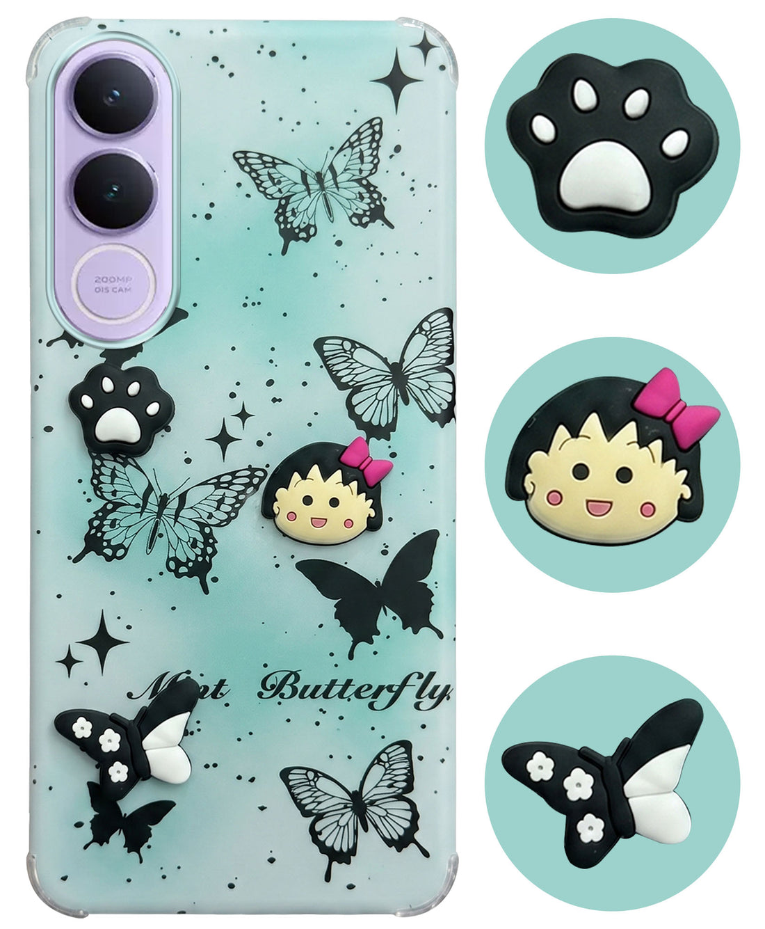 For Vivo V70 FE 5G Back Cover Case (3D Cute Cartoons | Hard Back Side Soft | Matte Premium Finish | HD Printing)