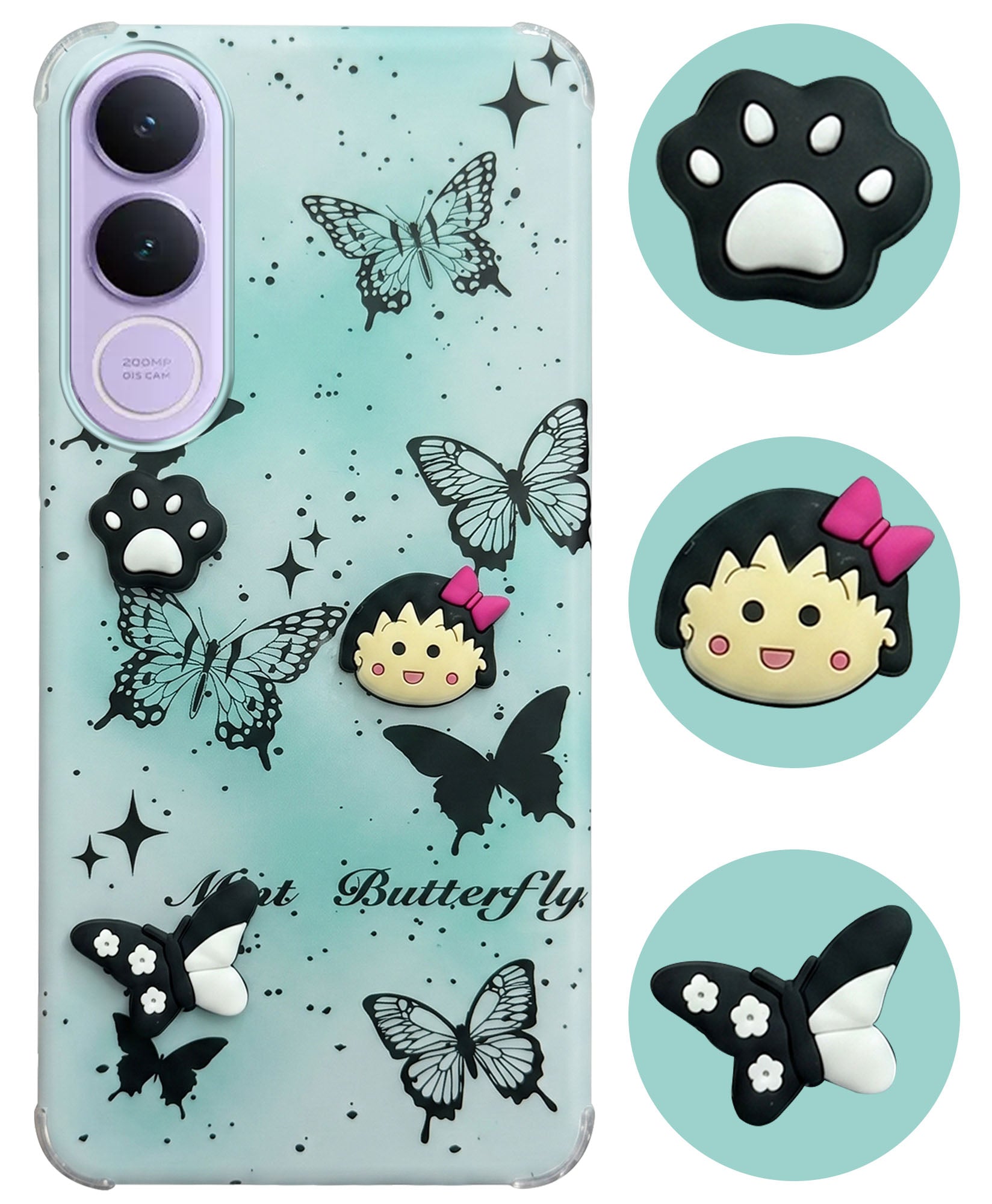 For Vivo V70 FE 5G Back Cover Case (3D Cute Cartoons | Hard Back Side Soft | Matte Premium Finish | HD Printing)