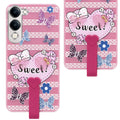 For Vivo Y19 | Vivo Y19e | Vivo T4 Lite Back Cover Case (3D Cute Heart Strap Holder | Camera Protection | Designer Girls Print)