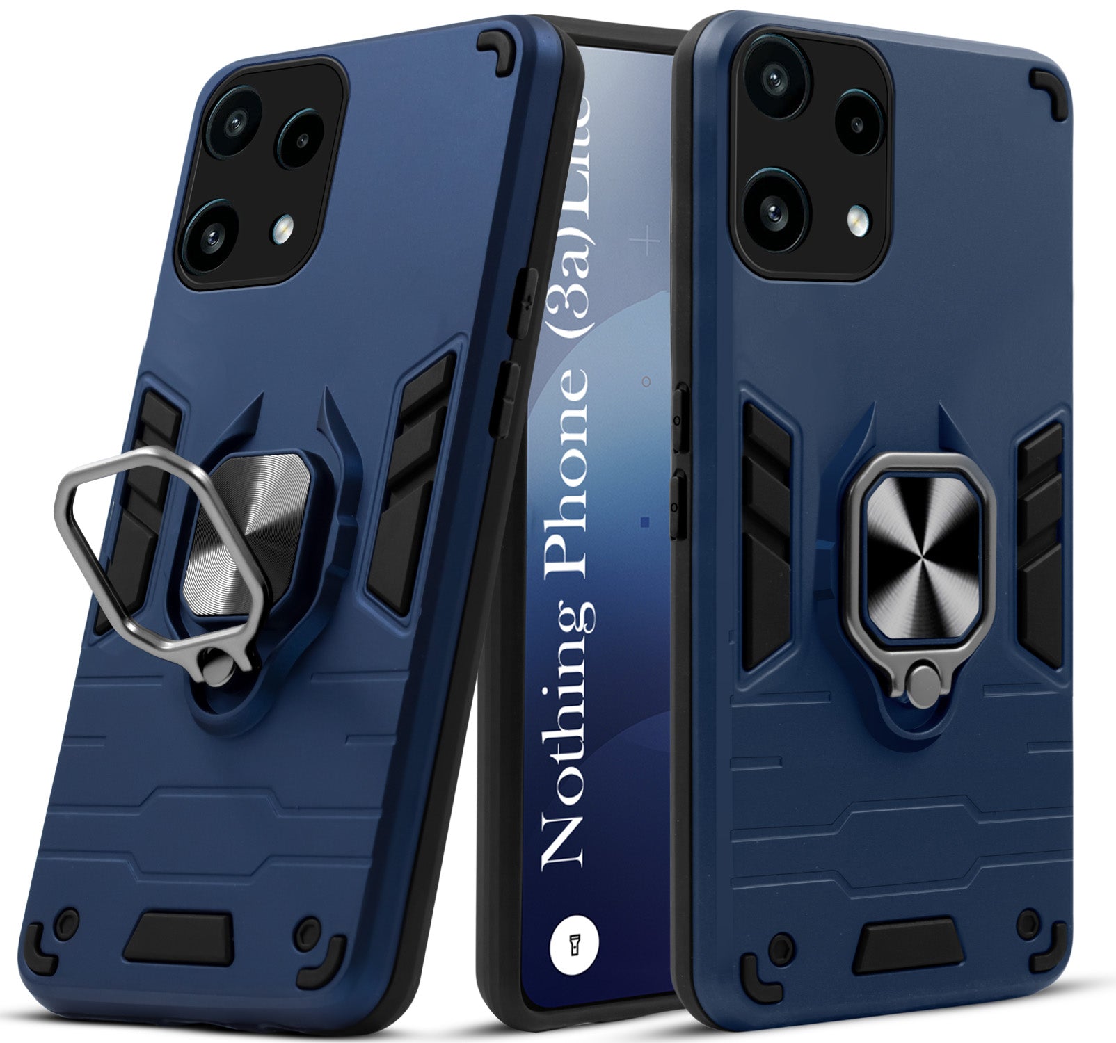 For Nothing Phone 3A Lite Back Cover Case Hybrid Armor (Shockproof Dual Layer Polycarbonate |Ring Holder Kickstand)